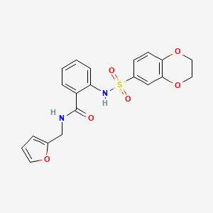 molecular formula C20H18N2O6S B3448627 2-[(2,3-dihydro-1,4-benzodioxin-6-ylsulfonyl)amino]-N-(2-furylmethyl)benzamide 