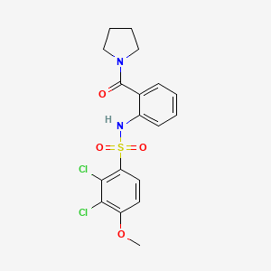 molecular formula C18H18Cl2N2O4S B3448660 2,3-dichloro-4-methoxy-N-[2-(1-pyrrolidinylcarbonyl)phenyl]benzenesulfonamide 