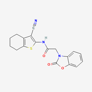 molecular formula C18H15N3O3S B3448697 N-(3-cyano-4,5,6,7-tetrahydro-1-benzothien-2-yl)-2-(2-oxo-1,3-benzoxazol-3(2H)-yl)acetamide 
