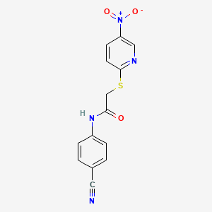 molecular formula C14H10N4O3S B3448701 N-(4-cyanophenyl)-2-[(5-nitro-2-pyridinyl)thio]acetamide 