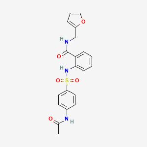 molecular formula C20H19N3O5S B3448709 2-({[4-(acetylamino)phenyl]sulfonyl}amino)-N-(2-furylmethyl)benzamide 