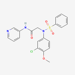 molecular formula C20H18ClN3O4S B3448743 N~2~-(3-chloro-4-methoxyphenyl)-N~2~-(phenylsulfonyl)-N~1~-3-pyridinylglycinamide 