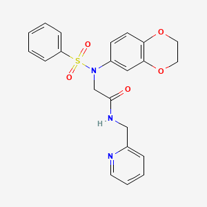 molecular formula C22H21N3O5S B3448773 N~2~-(2,3-dihydro-1,4-benzodioxin-6-yl)-N~2~-(phenylsulfonyl)-N~1~-(2-pyridinylmethyl)glycinamide 
