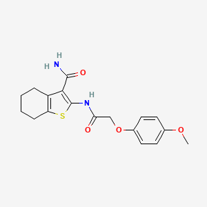 molecular formula C18H20N2O4S B3448807 2-{[(4-methoxyphenoxy)acetyl]amino}-4,5,6,7-tetrahydro-1-benzothiophene-3-carboxamide 