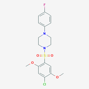 molecular formula C18H20ClFN2O4S B344882 1-[(4-Chloro-2,5-dimethoxyphenyl)sulfonyl]-4-(4-fluorophenyl)piperazine CAS No. 325812-10-0