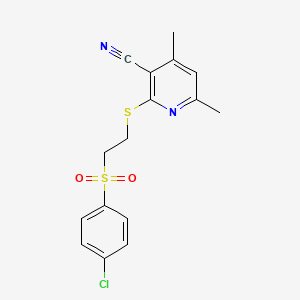 molecular formula C16H15ClN2O2S2 B3448853 2-({2-[(4-chlorophenyl)sulfonyl]ethyl}thio)-4,6-dimethylnicotinonitrile 