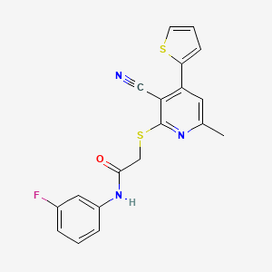 molecular formula C19H14FN3OS2 B3448865 2-{[3-cyano-6-methyl-4-(2-thienyl)-2-pyridinyl]thio}-N-(3-fluorophenyl)acetamide 