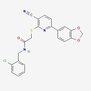 molecular formula C22H16ClN3O3S B3448868 2-{[6-(1,3-benzodioxol-5-yl)-3-cyano-2-pyridinyl]thio}-N-(2-chlorobenzyl)acetamide 