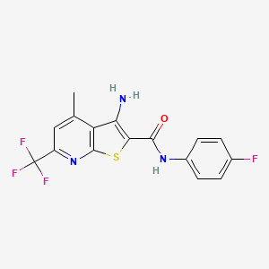 3-amino-N-(4-fluorophenyl)-4-methyl-6-(trifluoromethyl)thieno[2,3-b]pyridine-2-carboxamide