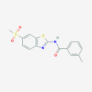 molecular formula C16H14N2O3S2 B344890 3-methyl-N-[6-(methylsulfonyl)-1,3-benzothiazol-2-yl]benzamide CAS No. 312286-35-4