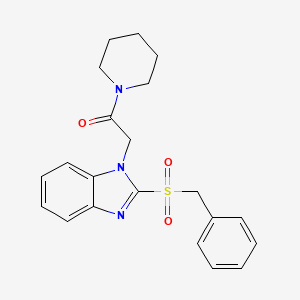 molecular formula C21H23N3O3S B3448925 2-(benzylsulfonyl)-1-[2-oxo-2-(1-piperidinyl)ethyl]-1H-benzimidazole 