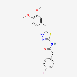 molecular formula C19H18FN3O3S B3448987 N-[5-(3,4-dimethoxybenzyl)-1,3,4-thiadiazol-2-yl]-2-(4-fluorophenyl)acetamide 