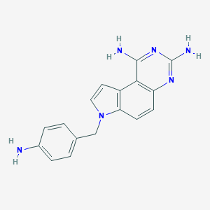 molecular formula C17H16N6 B344908 7H-Pyrrolo(3,2-f)quinazoline-1,3-diamine, 7-((4-aminophenyl)methyl)- CAS No. 77681-42-6