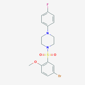 molecular formula C17H18BrFN2O3S B344916 1-[(5-Bromo-2-methoxyphenyl)sulfonyl]-4-(4-fluorophenyl)piperazine CAS No. 97629-72-6