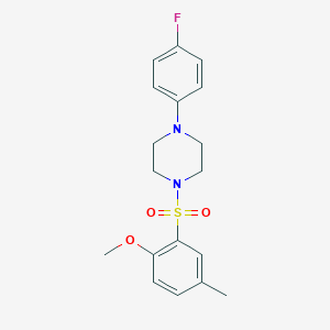 molecular formula C18H21FN2O3S B344919 1-(4-Fluoro-phenyl)-4-(2-methoxy-5-methyl-benzenesulfonyl)-piperazine CAS No. 398996-53-7