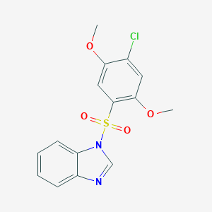 molecular formula C15H13ClN2O4S B344940 1-[(4-chloro-2,5-dimethoxyphenyl)sulfonyl]-1H-benzimidazole CAS No. 700854-33-7
