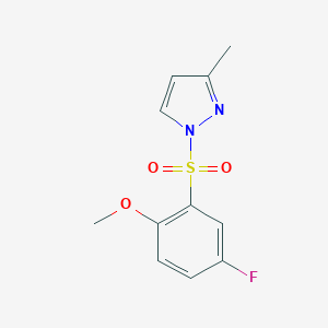 molecular formula C11H11FN2O3S B344944 1-[(5-fluoro-2-methoxyphenyl)sulfonyl]-3-methyl-1H-pyrazole CAS No. 957484-25-2