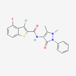 3-chloro-N-(1,5-dimethyl-3-oxo-2-phenyl-2,3-dihydro-1H-pyrazol-4-yl)-4-fluoro-1-benzothiophene-2-carboxamide