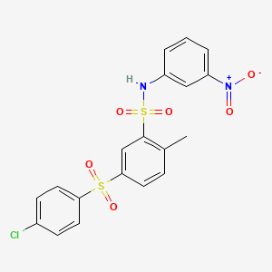 5-[(4-chlorophenyl)sulfonyl]-2-methyl-N-(3-nitrophenyl)benzenesulfonamide