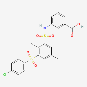 3-[({3-[(4-chlorophenyl)sulfonyl]-2,5-dimethylphenyl}sulfonyl)amino]benzoic acid