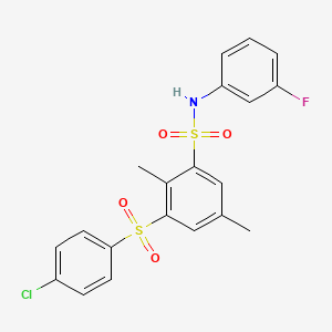 3-[(4-chlorophenyl)sulfonyl]-N-(3-fluorophenyl)-2,5-dimethylbenzenesulfonamide