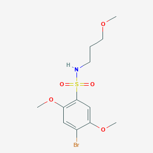 molecular formula C12H18BrNO5S B345008 4-bromo-2,5-dimethoxy-N-(3-methoxypropyl)benzenesulfonamide CAS No. 898653-85-5