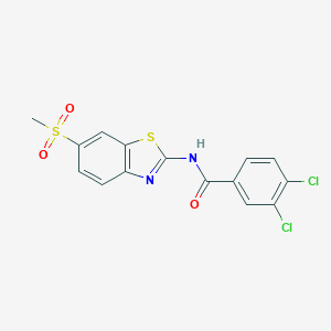 molecular formula C15H10Cl2N2O3S2 B345070 3,4-dichloro-N-[6-(methylsulfonyl)-1,3-benzothiazol-2-yl]benzamide CAS No. 349616-95-1