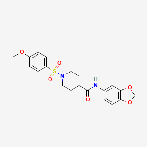 molecular formula C21H24N2O6S B3450827 N-1,3-benzodioxol-5-yl-1-[(4-methoxy-3-methylphenyl)sulfonyl]-4-piperidinecarboxamide 