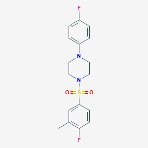 molecular formula C17H18F2N2O2S B345090 1-(4-Fluoro-3-methylphenyl)sulfonyl-4-(4-fluorophenyl)piperazine CAS No. 496014-16-5