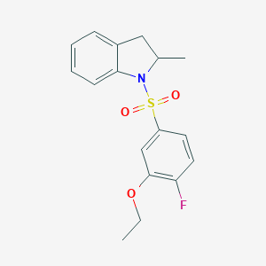 molecular formula C17H18FNO3S B345102 1-[(3-Ethoxy-4-fluorophenyl)sulfonyl]-2-methylindoline CAS No. 876723-03-4