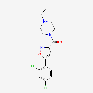 molecular formula C16H17Cl2N3O2 B3451038 1-{[5-(2,4-dichlorophenyl)-3-isoxazolyl]carbonyl}-4-ethylpiperazine 