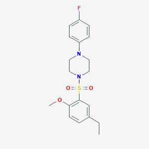 molecular formula C19H23FN2O3S B345106 1-(5-Ethyl-2-methoxybenzenesulfonyl)-4-(4-fluorophenyl)piperazine CAS No. 873587-29-2