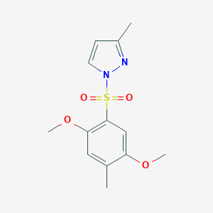 molecular formula C13H16N2O4S B345113 1-(2,5-Dimethoxy-4-methylphenyl)sulfonyl-3-methylpyrazole CAS No. 956759-34-5