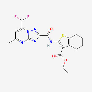 molecular formula C19H19F2N5O3S B3451140 ETHYL 2-[7-(DIFLUOROMETHYL)-5-METHYL-[1,2,4]TRIAZOLO[1,5-A]PYRIMIDINE-2-AMIDO]-4,5,6,7-TETRAHYDRO-1-BENZOTHIOPHENE-3-CARBOXYLATE 