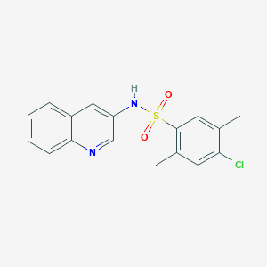 molecular formula C17H15ClN2O2S B345124 4-chloro-2,5-dimethyl-N-quinolin-3-ylbenzenesulfonamide CAS No. 1022298-68-5