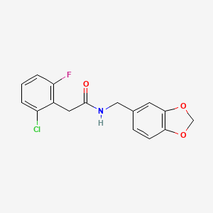 molecular formula C16H13ClFNO3 B3451357 N-[(2H-1,3-BENZODIOXOL-5-YL)METHYL]-2-(2-CHLORO-6-FLUOROPHENYL)ACETAMIDE 