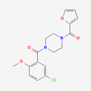 molecular formula C17H17ClN2O4 B3451375 1-(5-CHLORO-2-METHOXYBENZOYL)-4-(FURAN-2-CARBONYL)PIPERAZINE 