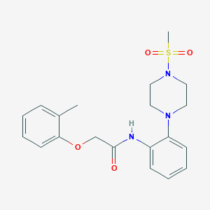 molecular formula C20H25N3O4S B3451428 2-(2-methylphenoxy)-N-{2-[4-(methylsulfonyl)-1-piperazinyl]phenyl}acetamide 