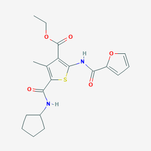 molecular formula C19H22N2O5S B3451451 ETHYL 5-[(CYCLOPENTYLAMINO)CARBONYL]-2-[(2-FURYLCARBONYL)AMINO]-4-METHYL-3-THIOPHENECARBOXYLATE 