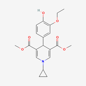 molecular formula C20H23NO6 B3451455 3,5-DIMETHYL 1-CYCLOPROPYL-4-(3-ETHOXY-4-HYDROXYPHENYL)-1,4-DIHYDROPYRIDINE-3,5-DICARBOXYLATE 