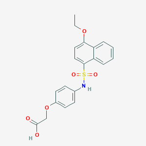 molecular formula C20H19NO6S B345154 2-(4-{[(4-Ethoxynaphthyl)sulfonyl]amino}phenoxy)acetic acid CAS No. 681841-42-9