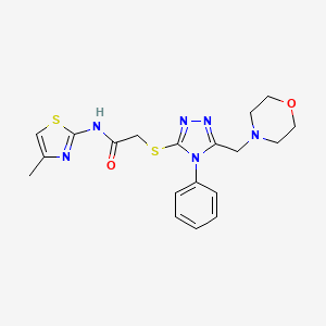 molecular formula C19H22N6O2S2 B3452071 N-(4-methyl-1,3-thiazol-2-yl)-2-{[5-(4-morpholinylmethyl)-4-phenyl-4H-1,2,4-triazol-3-yl]thio}acetamide 