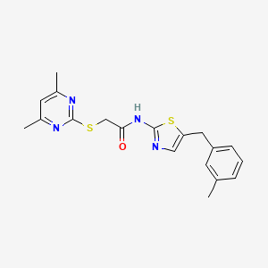 molecular formula C19H20N4OS2 B3452131 2-[(4,6-dimethyl-2-pyrimidinyl)thio]-N-[5-(3-methylbenzyl)-1,3-thiazol-2-yl]acetamide 