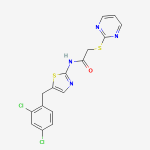 molecular formula C16H12Cl2N4OS2 B3452142 N-[5-(2,4-dichlorobenzyl)-1,3-thiazol-2-yl]-2-(2-pyrimidinylthio)acetamide 