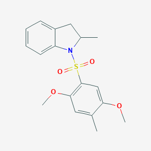 molecular formula C18H21NO4S B345216 1-[(2,5-Dimethoxy-4-methylphenyl)sulfonyl]-2-methylindoline CAS No. 873579-33-0