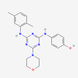 4-{[4-[(2,5-dimethylphenyl)amino]-6-(4-morpholinyl)-1,3,5-triazin-2-yl]amino}phenol