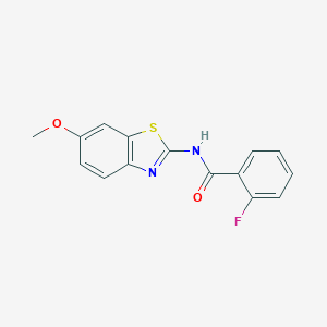 molecular formula C15H11FN2O2S B345248 2-fluoro-N-(6-methoxy-1,3-benzothiazol-2-yl)benzamide CAS No. 79091-19-3