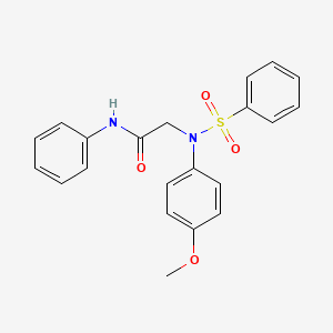 molecular formula C21H20N2O4S B3452615 2-[N-(benzenesulfonyl)-4-methoxyanilino]-N-phenylacetamide 