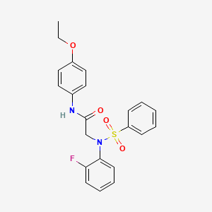 molecular formula C22H21FN2O4S B3452632 2-[N-(benzenesulfonyl)-2-fluoroanilino]-N-(4-ethoxyphenyl)acetamide 