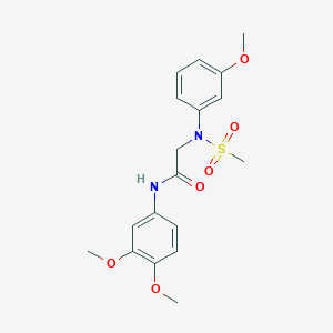 molecular formula C18H22N2O6S B3452654 N~1~-(3,4-dimethoxyphenyl)-N~2~-(3-methoxyphenyl)-N~2~-(methylsulfonyl)glycinamide 